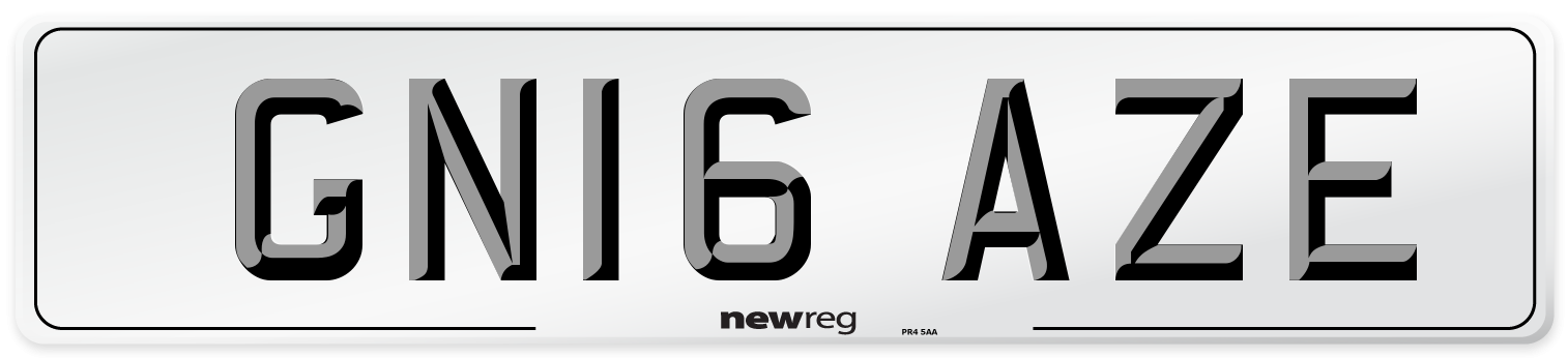 GN16 AZE Number Plate from New Reg
